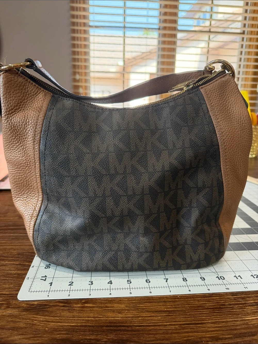 Michael Kors Brown and Black Signature Hobo Messenger Bag